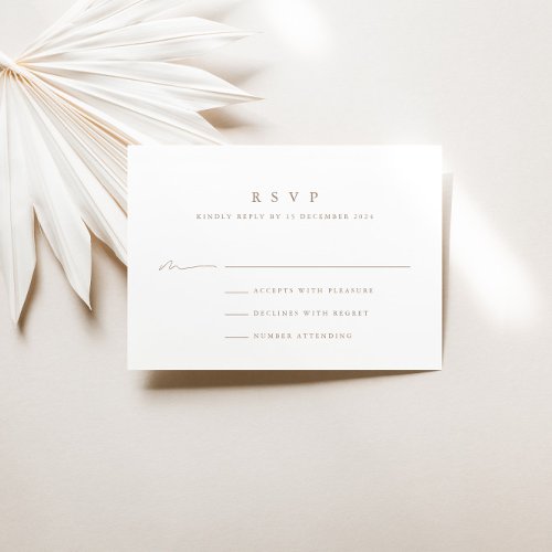 Simple Modern Minimalist Wedding RSVP Card 