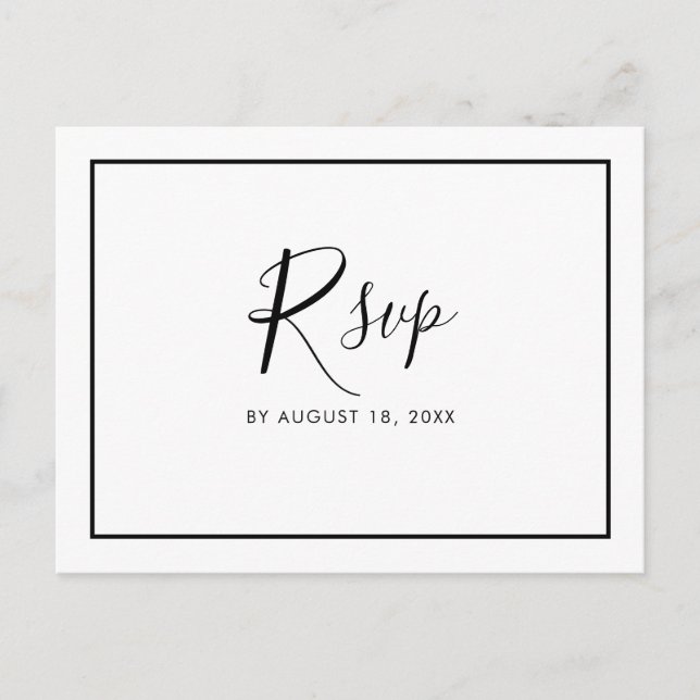 Simple Modern Minimalist Wedding RSVP Postcard (Front)