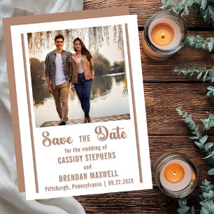 Simple Modern Minimalist Wedding Save the Date Letterpress Photo Cards