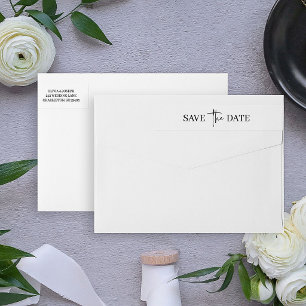 Simple Modern Minimalist Wedding Save the Date Wrap Around Label