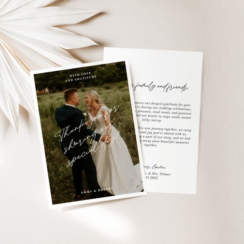 Simple Modern Minimalist Wedding Thank You Card