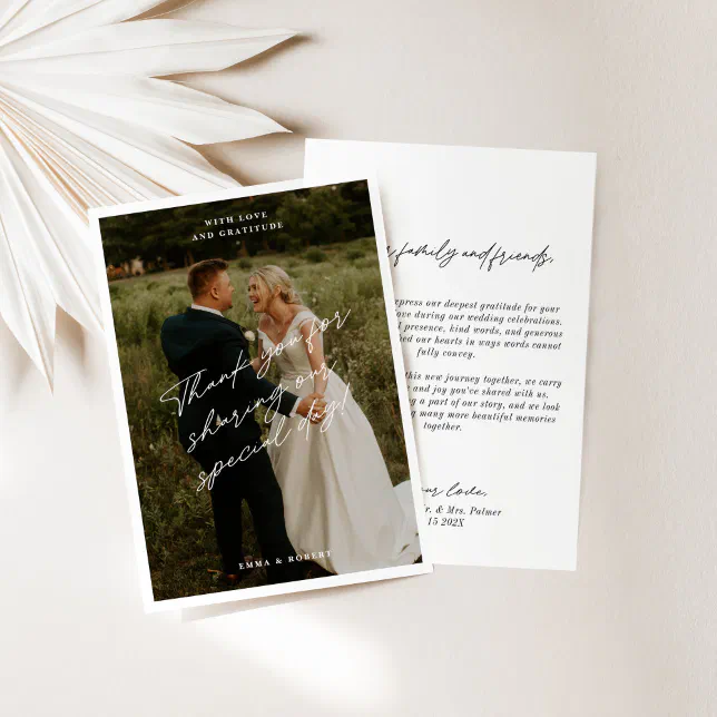 Simple Modern Minimalist Wedding Thank You Card | Zazzle