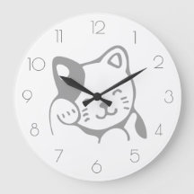 Simple Modern Minimalist White and Grey Cute Cat