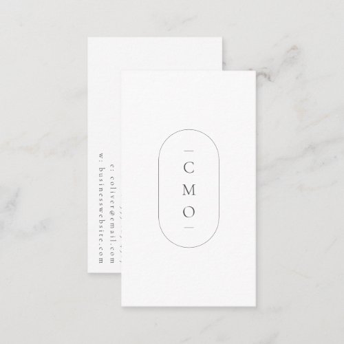 Simple Modern Minimalist White Monogram Logo Business Card