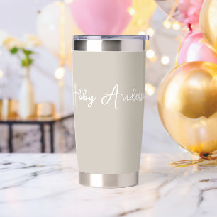 Simple Modern Minimalist White  Script   Sand Insulated Tumbler