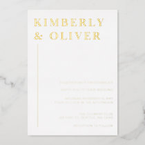 Simple Modern Minimalist White Wedding Foil Invitation