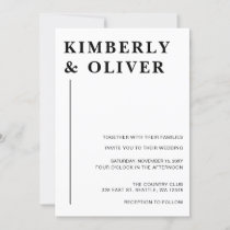 Simple Modern Minimalist White Wedding Invitation