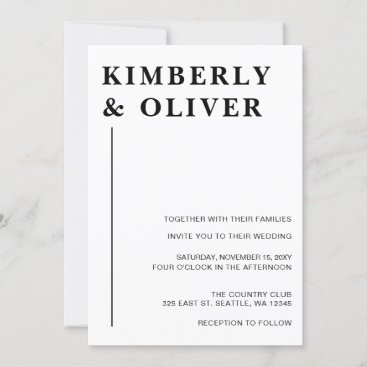 Simple Modern Minimalist White Wedding Invitation