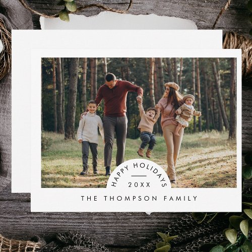 Simple Modern Minimalistic Family Photo Christmas Holiday Card