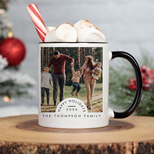 Simple Modern Minimalistic Family Photo Christmas Mug