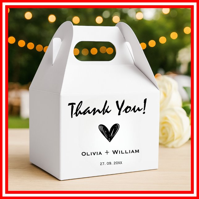 Simple Modern Minimalistic Heart Wedding Thank You Favor Boxes (Creator Uploaded)