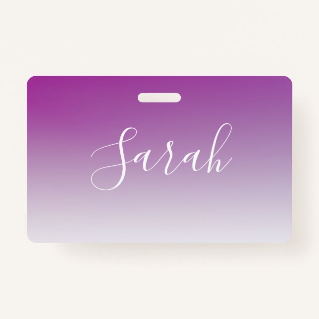 Simple Modern Minimalistic Purple Ombre Gradient Badge (Front)