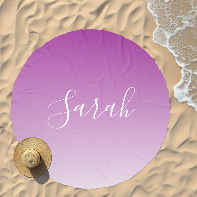 Simple Modern Minimalistic Purple Ombre Gradient Beach Towel (Beach)