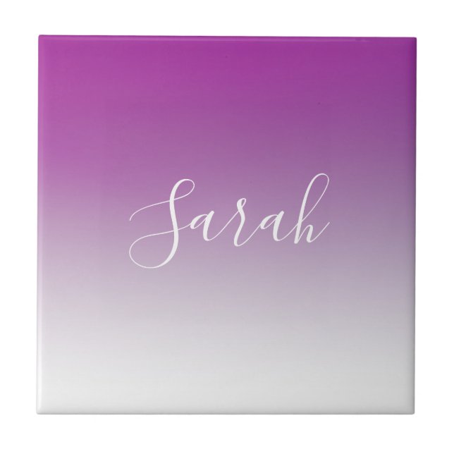 Simple Modern Minimalistic Purple Ombre Gradient Ceramic Tile (Front)