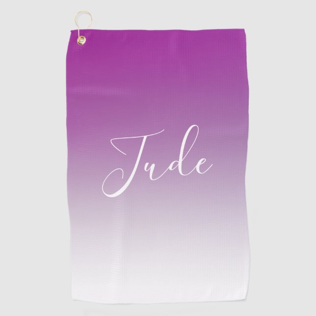 Simple Modern Minimalistic Purple Ombre Gradient Golf Towel (Front)