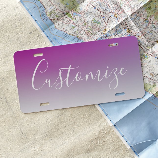 Simple Modern Minimalistic Purple Ombre Gradient License Plate (In Situ)