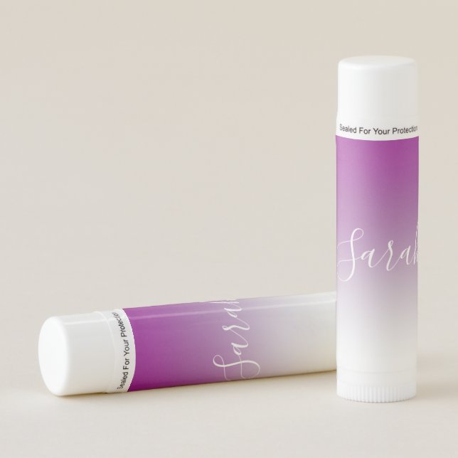 Simple Modern Minimalistic Purple Ombre Gradient Lip Balm (Front)