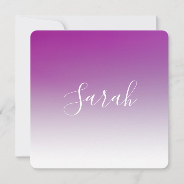 Simple Modern Minimalistic Purple Ombre Gradient Note Card (Front)