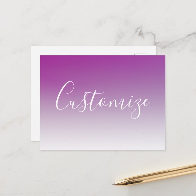 Simple Modern Minimalistic Purple Ombre Gradient Postcard (Front/Back In Situ)
