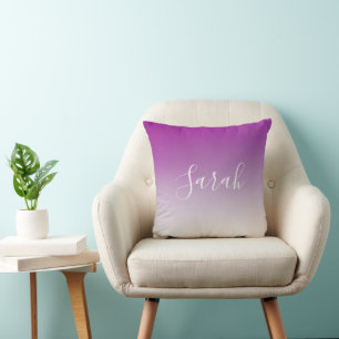 Simple Modern Minimalistic Purple Ombre Gradient Throw Pillow