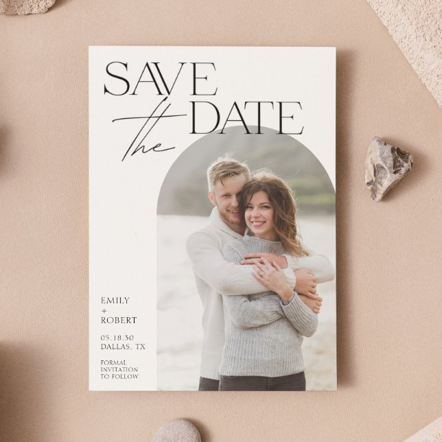 Simple Modern Minimilast Arch Photo Wedding Save The Date (Creator Uploaded)