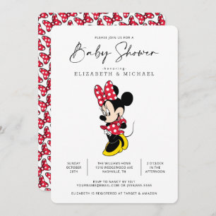 Simple Modern Minnie Mouse Baby Shower Invitation