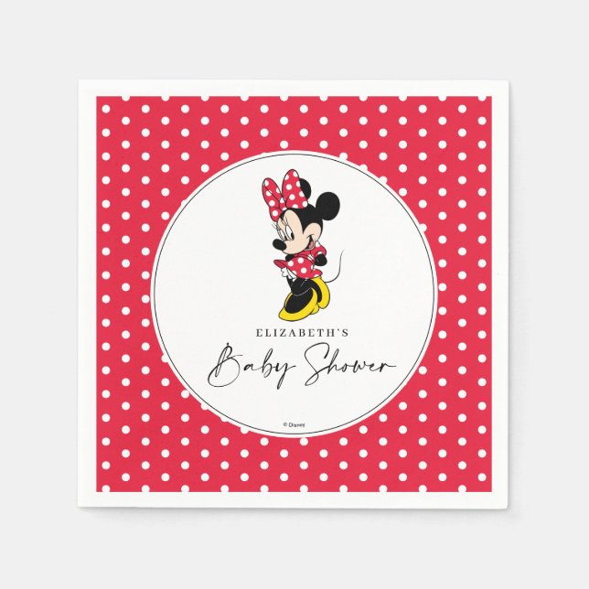 Simple Modern Minnie Mouse Baby Shower Napkins (Front)