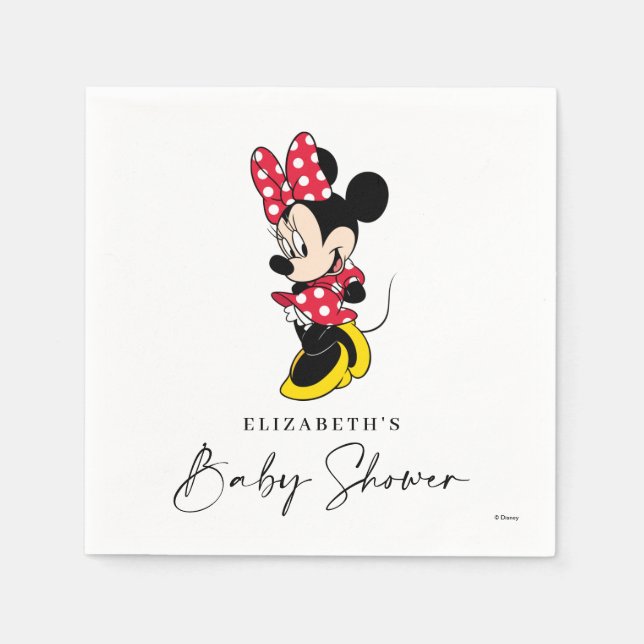 Simple Modern Minnie Mouse Baby Shower Napkins (Front)