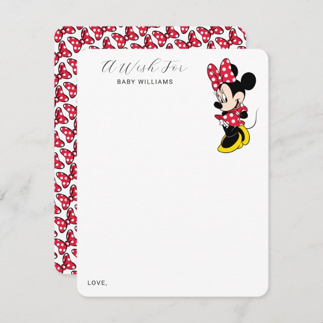 Simple Modern Minnie Mouse Baby Shower Note Card (Front/Back)