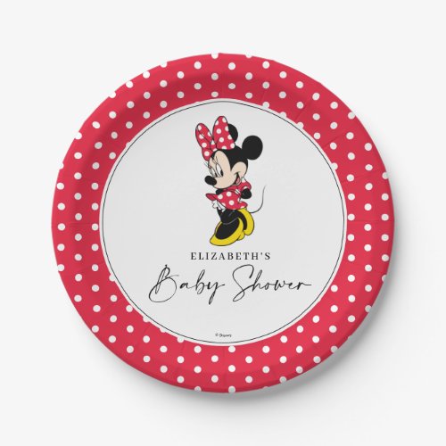 Simple Modern Minnie Mouse Baby Shower Paper Plates