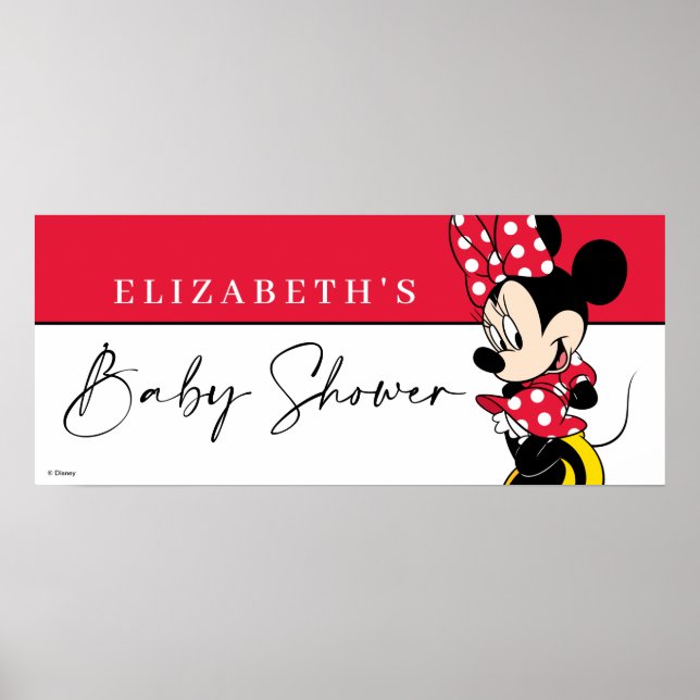 Simple Modern Minnie Mouse Baby Shower Poster (Front)