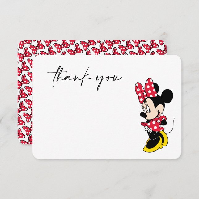 Simple Modern  Minnie Mouse Baby Shower Thank You Invitation (Front/Back)