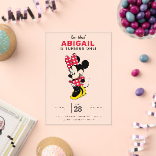 Simple Modern Minnie Mouse Birthday Acrylic Invitations