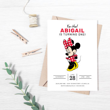 Simple Modern Minnie Mouse Birthday Invitation by MickeyAndFriends at Zazzle