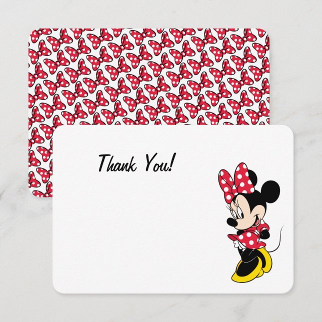 Simple Modern Minnie Mouse Birthday Thank You Invitation (Front/Back)