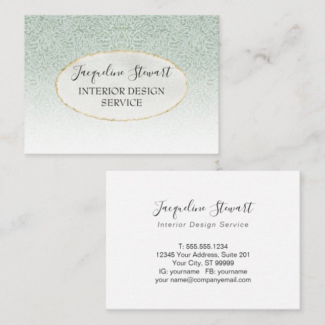 Simple Modern, Mint Elegant Retro Professional Business Card (Front/Back)