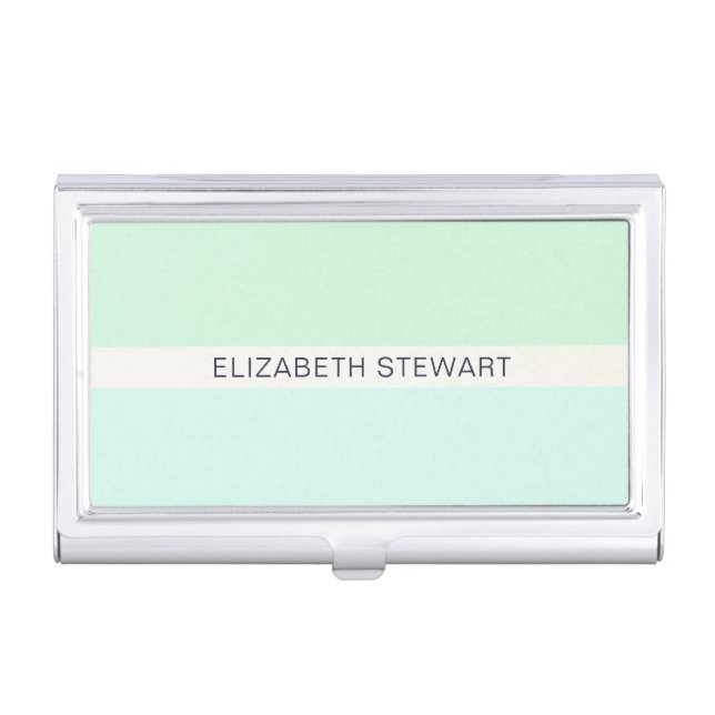 Simple Modern Mint Green and Aqua Professional Business Card Case (Front)