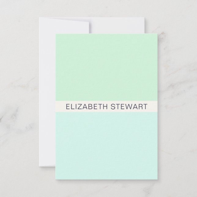Simple Modern Mint Green and Aqua Professional Note Card (Front)