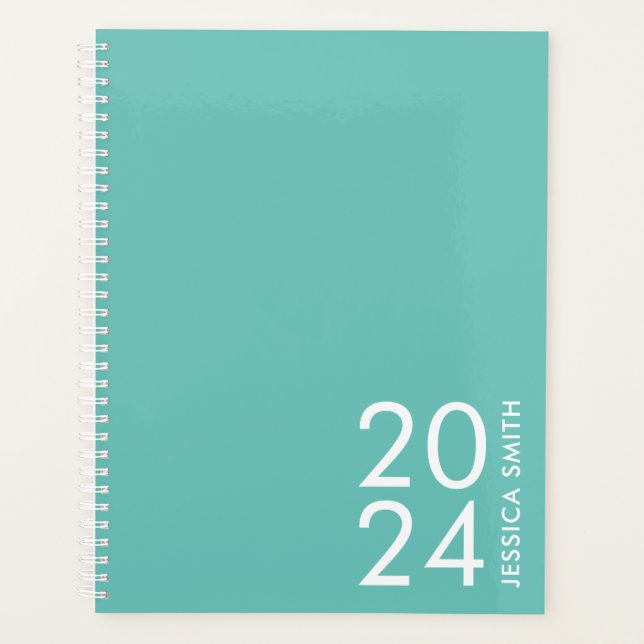 Simple modern mint personalized planner (Front)