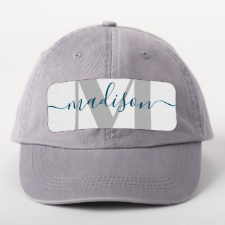 Simple Modern Monogram and Name Blue Gray Patch