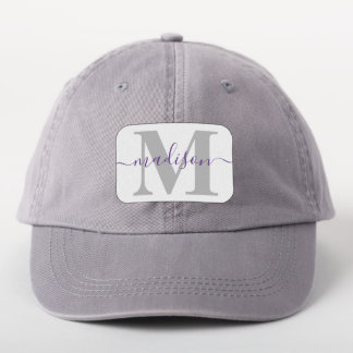 Simple Modern Monogram and Name Girly Purple Gray Patch