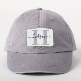 Simple Modern Monogram and Name Midnight Blue Gray Patch