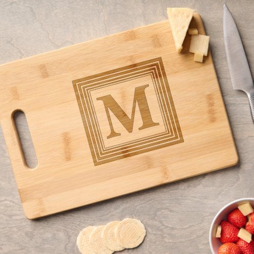 Simple Modern Monogram Bamboo BBQ Cook Charcuterie Cutting Board