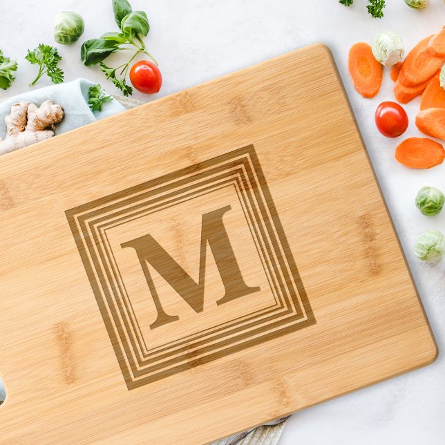 Simple Modern Monogram Bamboo BBQ Cook Charcuterie Engraved Cutting Board (Simple Modern Monogram Bamboo BBQ Cook Charcuterie Engraved Cutting Board)