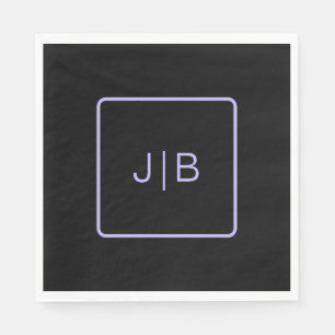 Simple modern monogram black, and lavender napkins