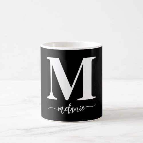 Simple Modern Monogram Black White Mug