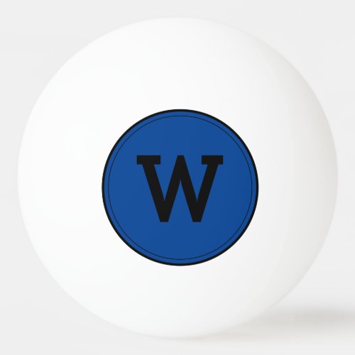 Simple Modern Monogram Blue Ping Pong Ball