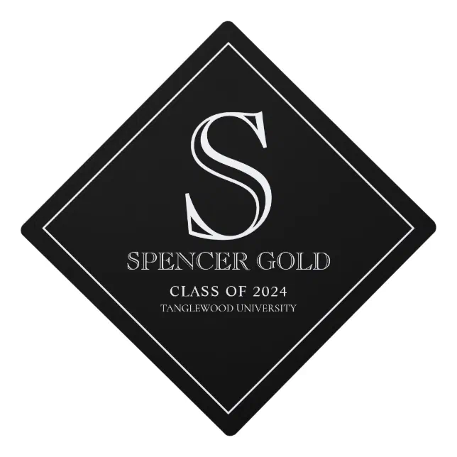 Simple Modern Monogram Class Of 2024 Graduation Cap Topper | Zazzle
