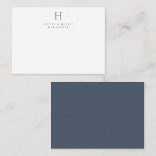 Simple Modern Monogram Couple Initial Navy Blue Note Card