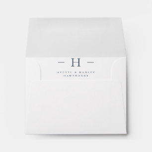 Simple Modern Monogram Couple Initial Navy White Envelope